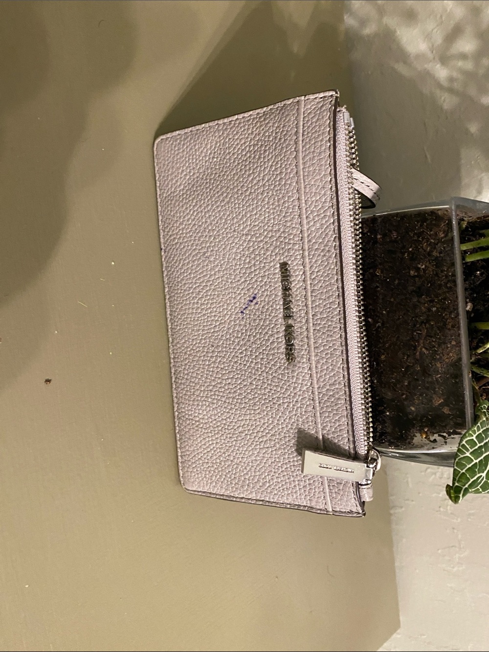 Michael Kors Lavender Pebbled Leather Zip Wristlet